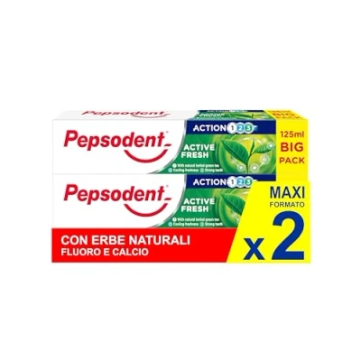 Imagen de Pepsodent Pasta de dientes 125 ml Active Fresh Con hierbas naturales y té verde Big Pack (pack 2 x ml)