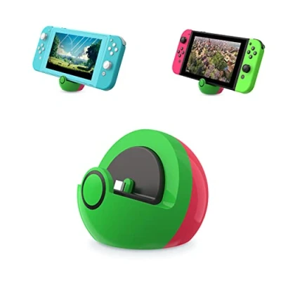 Imagen de Antank Pequeña Base de Carga Compatible con Nintendo Switch/Switch Lite/Switch OLED, Soporte sin proyección, Mini portátil para Juegos Switch Verde y Rosa