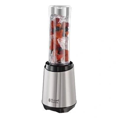 Imagen de Russell Hobbs Batidora de Vaso Individual Mix &amp; Go, Smoothie, Mini para Zumos, Batidos, Gazpachos, 600 ml, Tapa, sin BPA, Pies Antideslizantes, Acero Inoxidable, 23472 56