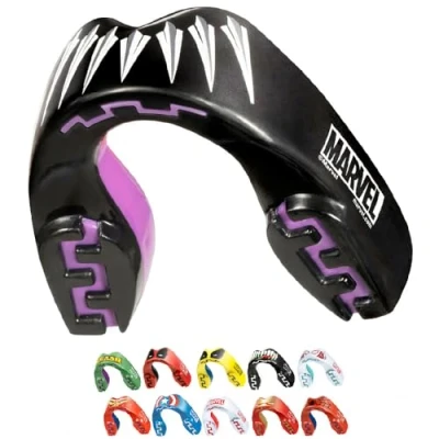 Imagen de Marvel Black Panther Protector bucal adultos y niños para todos los deportes de contacto, incluidos rugby, MMA, artes marciales kickboxing, judo, hockey boxeo