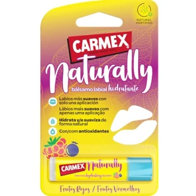 Imagen de Carmex Bálsamo Labial, Naturally Frutos Rojos, 4,25g. Hidrata, suaviza y calma de forma natural.