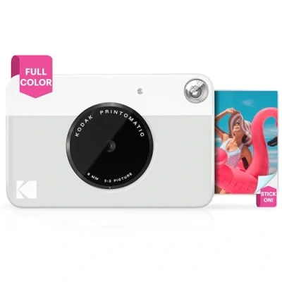 Imagen de KODAK Printomatic Cámara de impresión instantánea, imprime en Papel Zink 5 x 7.6 cm con respaldo adhesivo, gris