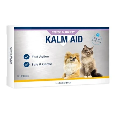 Imagen de NutriScience KalmAid Complemento calmante, 30 comprimidos para perros y gatos