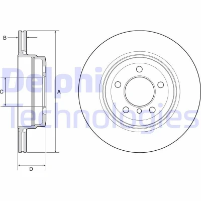 Imagen de DELPHI BG4937C Disco de freno 324 20 5 ventilado revestido altamente carbonizado sin cojinete rueda, anillo sensor ABS BMW: 7