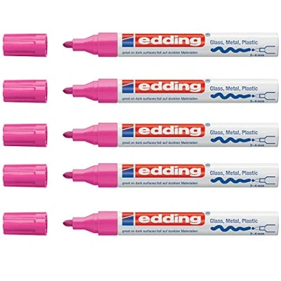 Imagen de Edding 750 Rotulador marcador rojo, 2 4 mm, redondo, 5 unidades