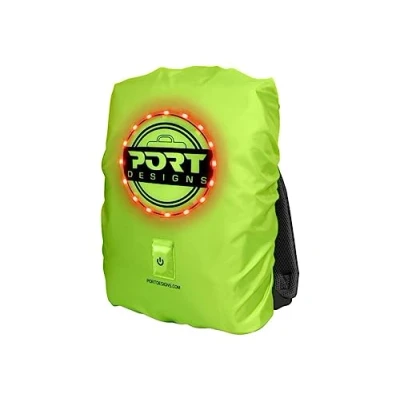 Imagen de Port Designs Be VISIBL Funda Impermeable Universal de Alta Visibilidad con LED Encendido/Apagado Recargable para Mochilas hasta 25 litros, 14/15,6 Pulgadas, Color Amarillo Llamativo,