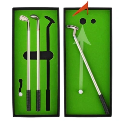 Imagen de Kofull Sets de Regalo Golf Mini Palos en Forma Metal Recuerdo Un Campo Plumas Escritorio Fantasía(Verde)