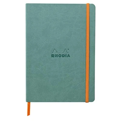 Imagen de RHODIA 117377C Cuaderno flexible de agua, A5, liso, 160 páginas, papel Clairefontaine marfil 90 g/m, marcapáginas, cierre elástico, tapa piel sintética, colección Rhodiarama
