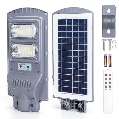 Imagen de Aigostar Farola solar exterior con sensor de movimiento, mando a distancia, 100W luz blanca. Foco LED para temporizador, impermeable protección IP65. No incluye soporte.