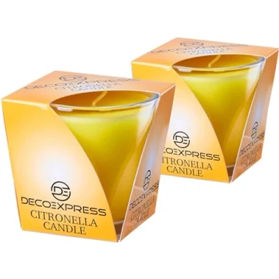 Imagen de Deco Express Set de Velas Citronela, Duración Quema 30 Horas, Paquete 2 o 4 (Amarillo, Pack)
