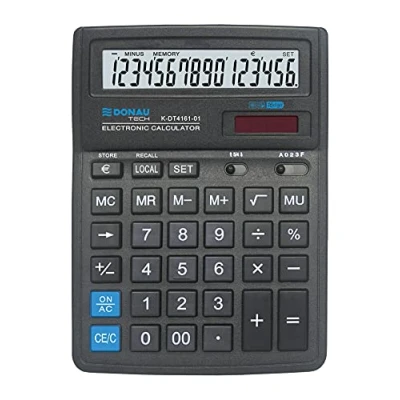 Imagen de Calculadora de sobremesa DONAU Tech/K DT4161 01 función raíz 16 dígitos/ 199x153x31mm/ Color: Negro/calculadora con Display 5 años garantía