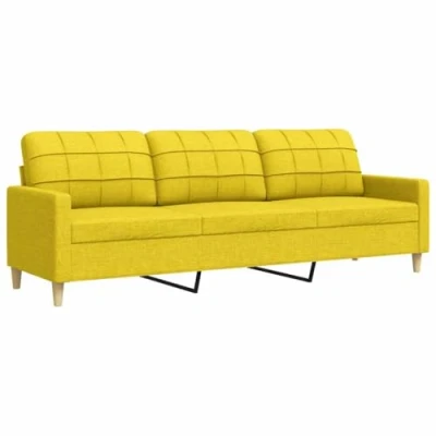 Imagen de vidaXL sofá de 3 plazas Tela Amarillo Claro 210 cm, sofá, loveseat, salón, sofás, tapizado, Asientos Personas