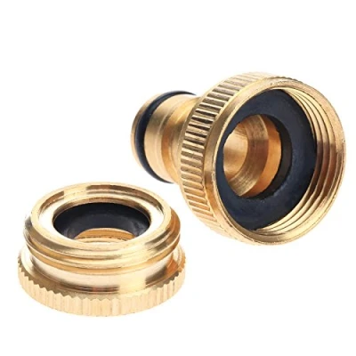 Imagen de DRELD Conector de Manguera Jardín Latón 1/2 Pulgadas (20mm) a 3/4 (25mm), 2 en 1 Adaptador Grifo Roscado Exterior para Mangueras Jardín/Cocina/Lavadora