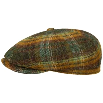 Imagen de Stetson Gorra Hatteras Shetland Plaid Hombre Newsboy con Visera, Forro Invierno otoño/Invierno L (58 59 cm) Verde Oliva