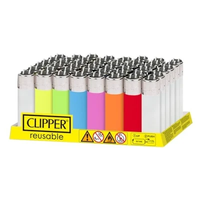 Imagen de Clipper Juego de 48 Mecheros Reusables en Colores Variados Translúcidos Encendedores Tamaño Pequeño CP12 Reutilizables con Nuestros Kits