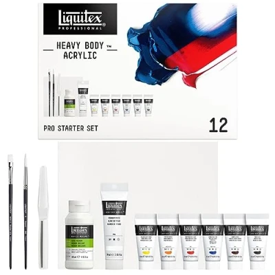 Imagen de LIQUITEX Profesional Heavy Body Pintura acrílica de Cuerpo Espeso, Set iniciación al acrílico, Multicolor, 6 x 22 ml + 1 59