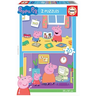 Imagen de Educa Peppa Pig. Set de 2 Puzzles Infantiles con 20 Piezas Cada uno. Medida aproximada una Vez montados: 28 x cm. Compuesto por Grandes Perfectamente acabadas. A Partir 4 años (18087)