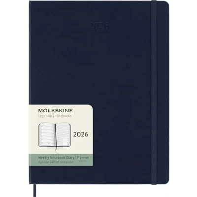 Imagen de Moleskine Weekly Planner, Agenda Semanal 2026 12 Meses Con Espacio Para Notas, Tapa Dura y Cierre Elástico, Formato XL 19x25, Color Azul