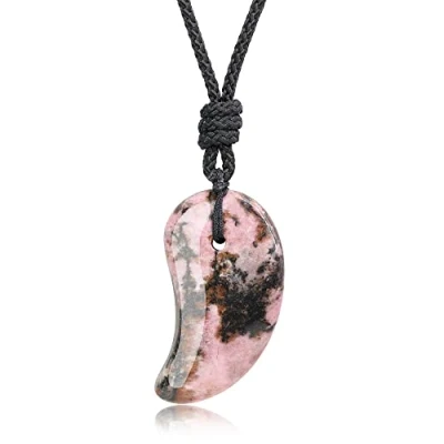 Imagen de COAI Collar Ajustable Unisex con Colgante Magatama de Piedra Rodonita