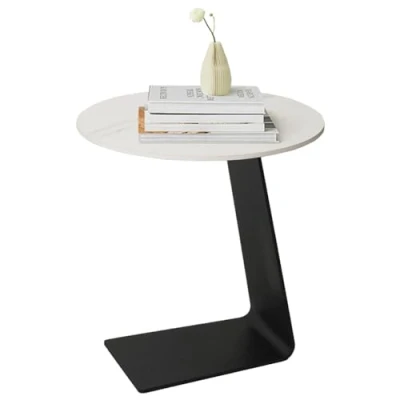 Imagen de Cre Cra Mesa Auxiliar Forma c,mesitas auxiliares de marmol,Mesa sofá Lateral,Mesa Lateral Sofa Metal,mesita Cama,Mesa Modernas,Mesa pequena Negro