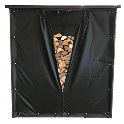 Imagen de QUICK STAR la Cortina de protección contra el Clima Establece Pared Delantera y Trasera a 145x70x145cm Refugio leña PVC Negro