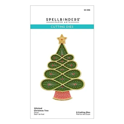 Imagen de Spellbinders Troqueles grabados con diseño de árbol Navidad cosido la colección