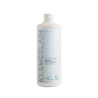 Imagen de Klemerlain Agua Oxigenada en Crema Estabilizada 40 Volúmenes 12%, Oxidante para Coloración Capilar Permanente y Decoloración. Formulación Vegana con Ingredientes Naturales. Uso Profesional. 1L.