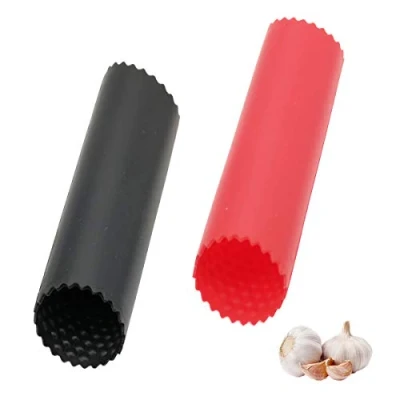 Imagen de BaiJ Pelador de Ajos,2 Piezas Manual Silicona Fácil Utiles Cocina Útil Utensilios Accesorios Pelar Ajo Gadgets Mantenga Sus Manos Libres Olores Negro/Rojo