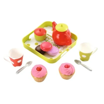 Imagen de Jouets Ecoiffier Plateau Cup Cake 19,5 cm 960 Bandeja para Tartas (10 Accesorios, 18 Meses, Fabricado en Francia), Multicolor (960.0)