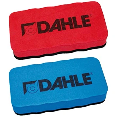 Imagen de Dahle esponja para pizarra blanca (borrador magnético limpieza en seco muchas superficies), color azul (esponja, azul, 1) (paquete doble de rojo/azul)
