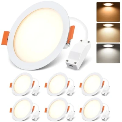 Imagen de LVWIT Downlight LED Techo Empotrable, 6W 600LM Focos Interior con 3000K/4000K/6500K 3 Colores Opcionales, Ф85 95mm, Ojos de Buey para Salón Cocina Baños, 6 Pack
