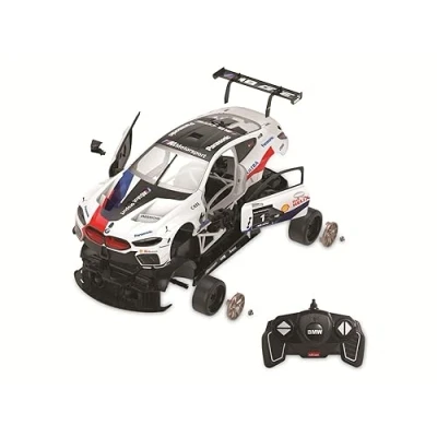 Imagen de JAMARA 403130 BMW M8 GTE 1:18 2,4 GHz Kit Piezas se insertan, no Requiere Herramientas ni Pegamento, Interior detallado, Apertura Manual de Puertas, Color Blanco