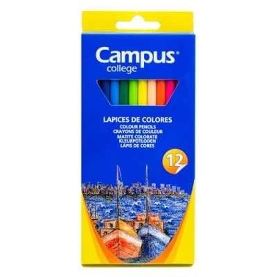 Imagen de Lápices de colores Campus 080564, 12 Colores, Minas Gruesas y Duraderas, Multicolor