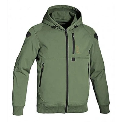 Imagen de Jet Chaqueta Moto Capucha Hoodie Verano con Armadura Soft Shell (S (EU 46 48), Verde Oliva)