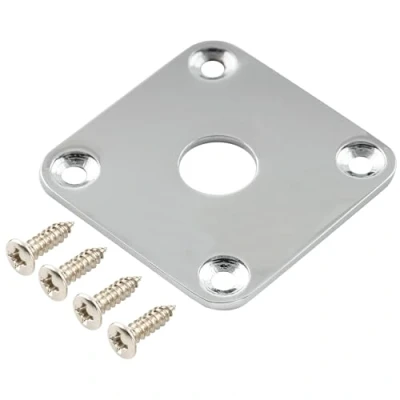 Imagen de Musiclily Pro Metal Fondo Plano Jack Plate Cuadrado Placa para Guitarra Estilo Epiphone USA Les Paul, Cromo