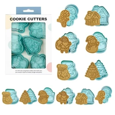 Imagen de JAMSSOW 6 Piezas Moldes Galletas Navidad,3D Cortadores de Navidad,Cortador Pastel Galletas,Moldes Navidad Plástico para Cookie, Pasteles, Fondant Decoración Pasteles