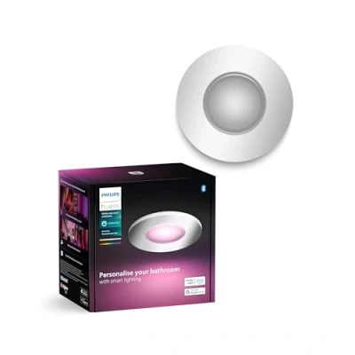 Imagen de Philips Hue White &amp; Color Ambiance Xamento focos empotrables 1 pack, lámparas de baño regulables, sistema iluminación Hue, 16 millones colores, control la luz mediante voz y app, plata