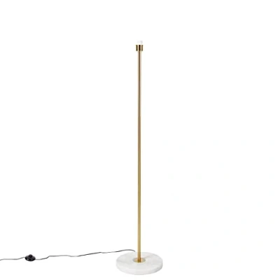 Imagen de QAZQA Moderno Lámpara pie moderna latón KASO Acero/Mármol Alargada Adecuado para LED Max. 1 x 60 Watt