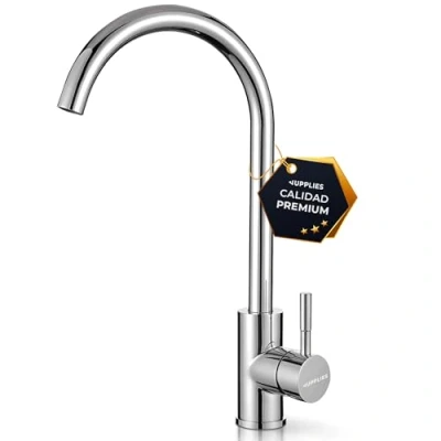 Imagen de JUPPLIES Grifo de Cocina para Fregadero Acero Inoxidable Giratorio 360, Agua Fría y Caliente, Fácil Instalación