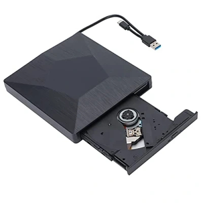 Imagen de ciciglow Unidad De DVD Externa, USB 3.0 + Tipo C Portátil CD/DVD +/ RW/Reproductor para Computadora Grabadora CD ROM Compatible con De(Negro)