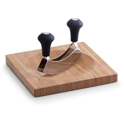 Imagen de Zeller 25295 Tabla con Cuchilla para Picar Hierbas, Madera, Marrón, 20x20x2 cm