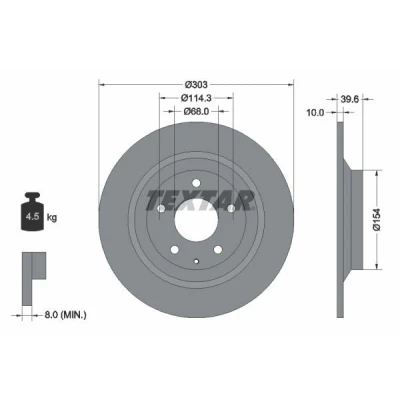 Imagen de TEXTAR PRO 92242703 Disco de freno 303 10 05/06 114,3 macizo revestido sin perno sujeción rueda, buje rueda MAZDA: CX 5 I, 30, II