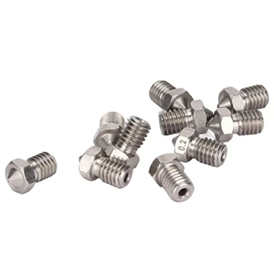 Imagen de Cabezal Boquilla Impresora 3D 10 Piezas Compatible con Monoprice Select Mini/ V5 V6/ Prusa I3/ Anet8/ Anycubic I3 Mega 3D, Extrusora Repuesto Acero Inoxidable 1,75 Mm(0,2 mm)