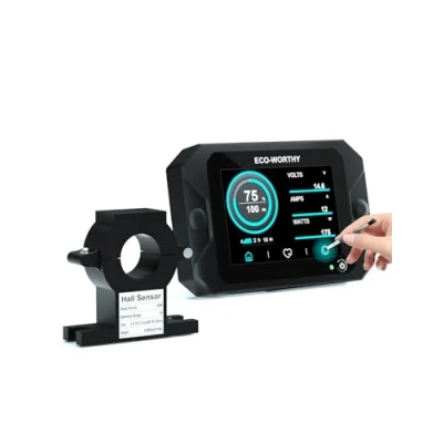 Imagen de ECO WORTHY monitor de batería actualizado 300 A 12 V/24 V/36 V/48 V, pantalla táctil 3,5 pulgadas, con alarma, 9 80 V Li ion/LiFePO4/gel, comprobador para