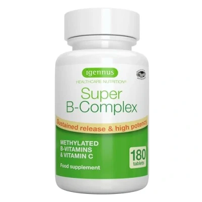 Imagen de Vitamina B Complex Complejo con Vitaminas B6, B1, B2, B3, B5, B7 y B12 Metiladas de Alta Absorción C Folato, 180 Comprimidos Veganos, Igennus