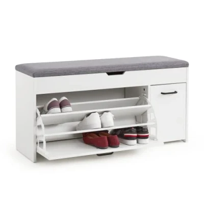 Imagen de Meerveil Banco de Zapatos, Madera ingeniería, Gris, W100 x H52 D30 cm