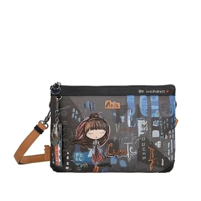 Imagen de Anekke Bandolera de Mujer Polipiel para con Correa Ajustable y Cierres Cremallera Contemporary Accesorios Complementos Medidas 28x24x10 cm