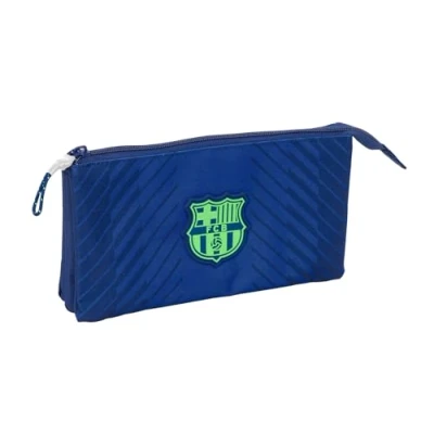 Imagen de Safta F.C. Barcelona Navy Blue Portatodo Triple, Estuche Infantil, Niño, Ideal para Niños en Edad Escolar, Cómodo y Versátil, Calidad Resistencia, 22x3x12 cm