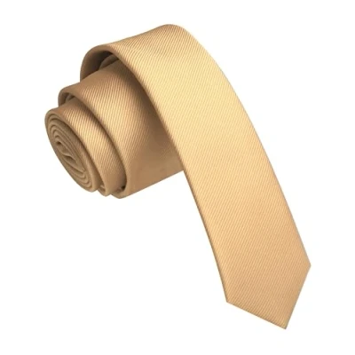 Imagen de JEMYGINS Corbata delgada de color sólido 1.57 pulgadas para hombre (4 cm), dorado, general