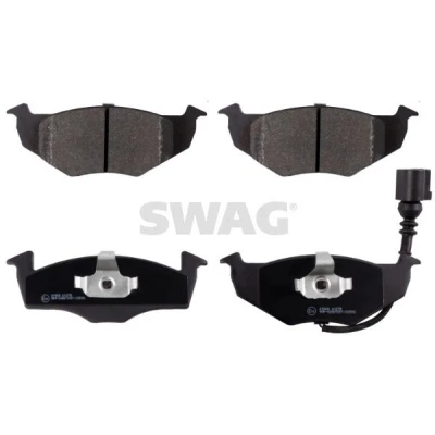 Imagen de SWAG 30 91 6482 Juego de pastillas freno Eje delantero con contacto avisador desgaste clip émbolo SKODA: Fabia 2, I Hatchback